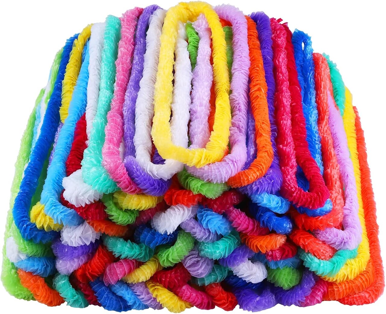 36 Pieces Plastic Leis Bulk in Bright Colors Lei Necklaces Assortment Tropical Decorations for Hawaiian Themed Party Favors with 12 Colors